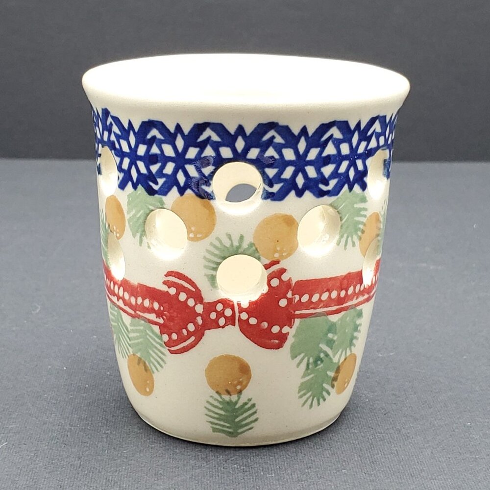 Polish Pottery Holiday Tealight Holder Candleholder Votive Cup Luminary